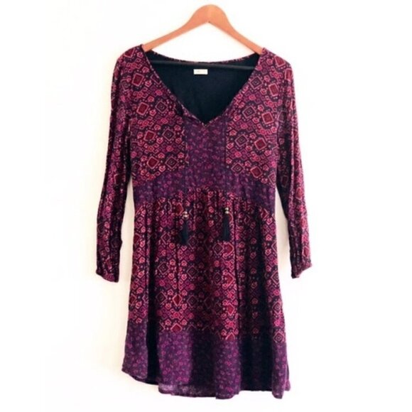 hollister Dress S Bohemian Tunic Geometric Peasant Tassels - Picture 1 of 9
